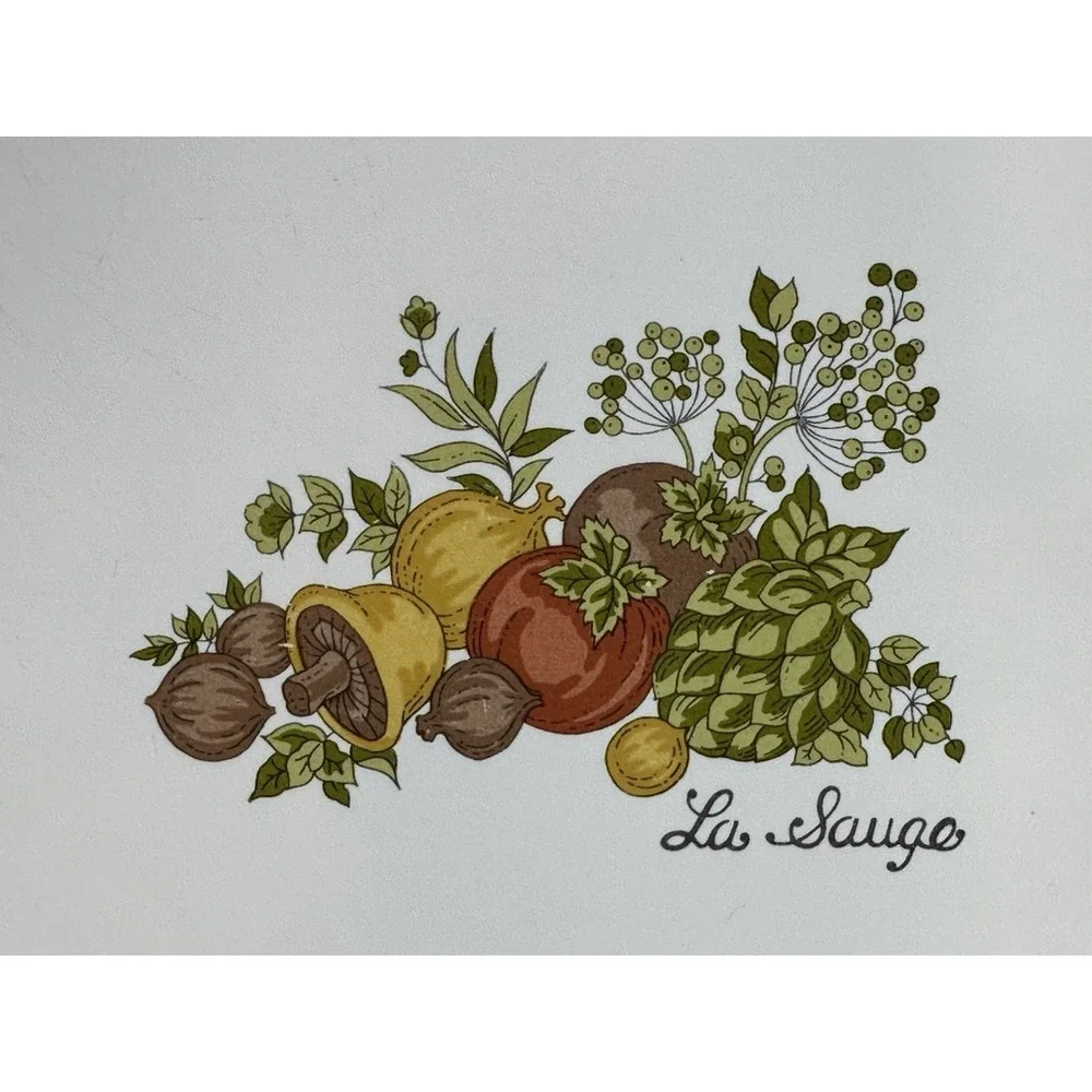 VINTAGE CORNING WARE LA SAUGE SPICE OF LIFE COUNTER SAVER CUTTING BOARD MUSHROOM